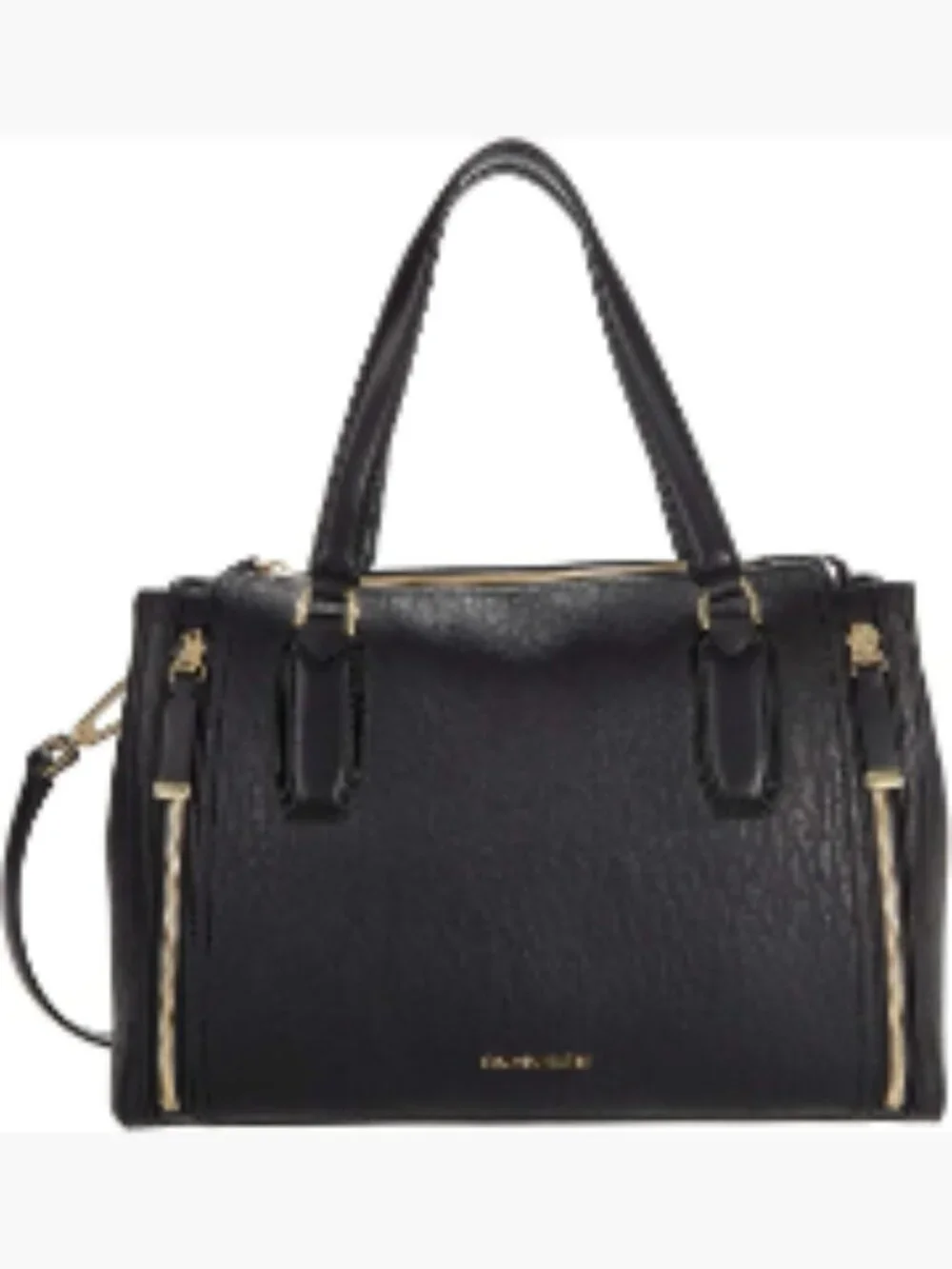 Calvin Klein Womens Vegan Leather Satchel Bag with Adjustable Crossbody Strap